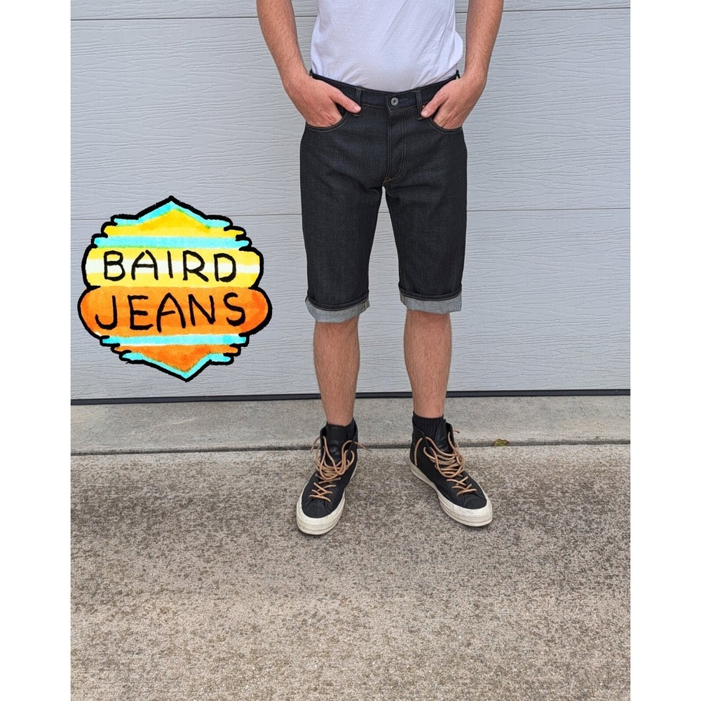 Size 30 Baird Jeans Pair Shorts Lot 077 Raw Selvedge Denim Handmade in Illinois